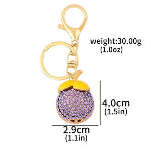 จี้ผลไม้ประดิษฐ์ประดับเพชรน่ารักล่าสุดพวงกุญแจสับปะรดมังกรผลไม้ลิ้นจี่ - Product Image 6