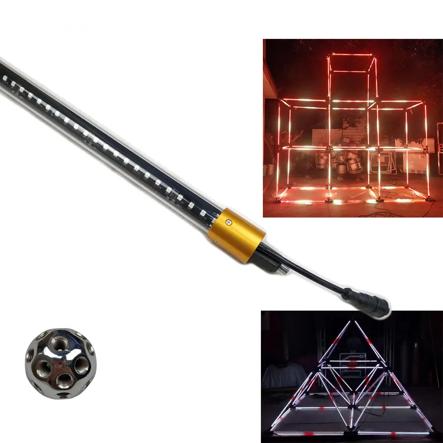Clear 3D RGB LED Tube Light IP65 Jumping Crazy Stage Effect for Night Club Disco Bar Parties Events DMX Controlled PC Material