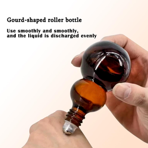 Botellas de Vidrio Ámbar Redondas de 30 ml y 50 ml con Forma de Calabaza para Perfume, con Bolas de Rodillo de Acero Inoxidable, 1 oz 50 ml - Product Image 3