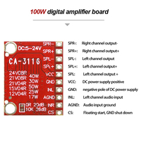Receivers çift kanallı dijital güç amplifikatörü modülü 50W + 50W DC 5V/12V/24V ses Stereo kurulu alıcıları ve amplifikatörler için