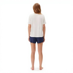 <b>Women</b>’s <b>2</b> <b>Piece</b> Twin Set Short Sleeve Top and Drawstring Shorts Casual Matching <b>Outfit</b> Custom OEM ODM Wholesale Manufacturer - Product Image 3