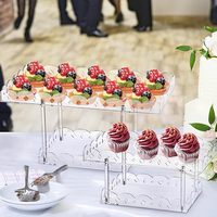 Lot de 3 supports à cupcakes en acrylique PMMA à 2 niveaux, transparents, couleur personnalisée, pour mariage, baby shower, anniversaire, buffet