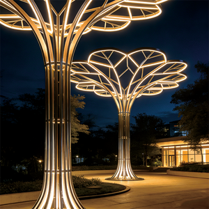 Installazione Artistica LED con Struttura in Acciaio a Forma di Albero della Vita, Design Geometrico Iridescente IP65 3D per Decorazione Paesaggistica Esterna - Product Image 2