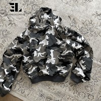 LARSUR Personnalisé Usine Réversible Coton Ripstop Nylon Sergé Camouflage Fausse Fourrure Veste Bomber À Capuche Camouflage Veste À Capuche Hommes