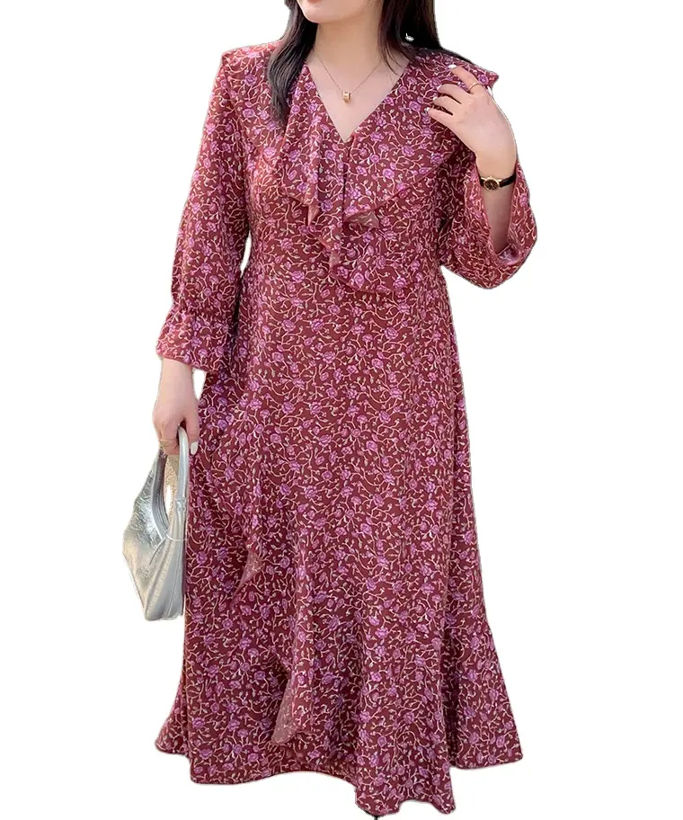 Wholesale Fat Women Casual Dresses Mid Length Casual Dress