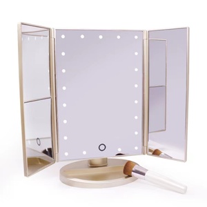 Bán buôn Hot Ba trifold gương Máy tính để bàn đứng có thể gập lại du lịch Vanity xách tay LED gương trang điểm với LED ánh sáng - Product Image 4