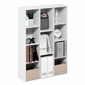 Librería Moderna Blanca SENYU con 9 Estantes, Diseño Modular para Sala de Estar, Muebles para Oficina en Casa - Product Image 4