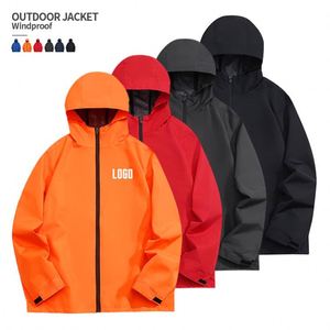 Veste de cyclisme imperméable coupe-vent unisexe à logo personnalisé, à capuche, simple couche, décontractée, avec fermeture éclair, pour le printemps et les activités de plein air - Product Image 2