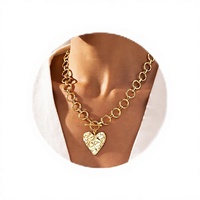 Collier tendance pour femme en cuivre plaqué or, avec fermoir à bascule, motif cœur, croix et coquillage, idéal pour l'été et la plage - Vente chaude