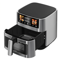 Friteuse à air commerciale AOJA 10L 2200W en acier inoxydable avec écran tactile couleur, chauffage supérieur et inférieur, équipement de cuisine pour restaurant