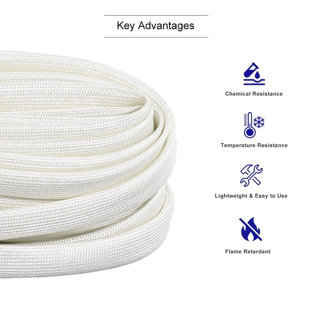 High-quality 600Deg.C Braided Fiberglass Sleeve High Temperature Chemical Glass Fiber Tube Fiberglass Sleeving Black White Rolls