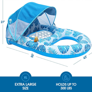 Lettino Gonfiabile Portatile in PVC con Rete e Tettuccio Rimovibile per <span class=keywords><strong>Piscina</strong></span>, con Portabicchieri, per Relax in <span class=keywords><strong>Piscina</strong></span> - Product Image 5