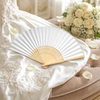 Éventail pliant blanc vierge à peindre soi-même, souvenir de mariage, fête, en bambou découpé au laser, vente en gros