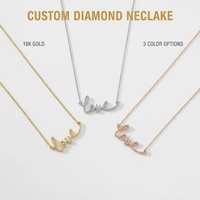 Goede Eeuw 18K Massief Gouden Lab Grown Diamant Liefdesscriptie Fijne Ketting Romantische Hanger Cadeau voor Haar Valentijn Mode Sieraden