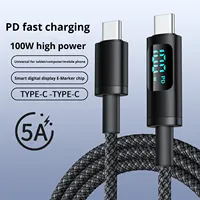Kabel Data Digital 100W Berlapis Nilon Tipe-c Ganda Pengisian Cepat PD 5A Pengisi Daya Ponsel Komputer Hitam Kabel 1m 2m Printer