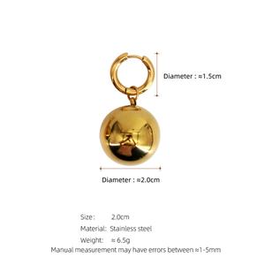 Pendientes de Bola con Cuentas Personalizados, de Acero Inoxidable, Resistentes al Agua, con Baño de Oro de 18K PVD, Diseño de Moda, Alta Calidad, Venta al Por Mayor - Product Image 3