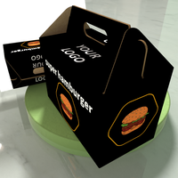 Nouvelle conception écologique, boîte à poulet frit pliable en carton imprimé, boîte à burger en kraft, boîte à sandwich, boîte à hamburger, personnalisable, recyclable