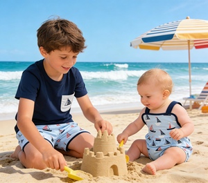 SR3945 RTS Pelele sin mangas para bebé, estilo barco del Mar del Norte, para niña, lindo, con burbujas, venta al por mayor - Product Image 1