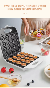 Máquina para Hacer Donuts, Máquina para Desayunos, Máquina para Hacer Pan Casero, Calentamiento de Doble Cara con 16 Orificios, Mini Máquina Eléctrica para Hacer Donuts - Product Image 5