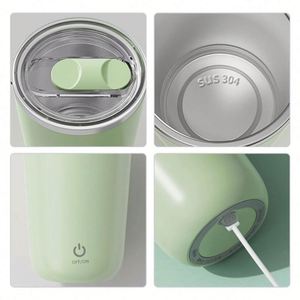 แก้วกาแฟอัตโนมัติสแตนเลส 304 พร้อมโลโก้สั่งทำพิเศษ แก้วน้ำนมไฟฟ้าแบบแม่เหล็กกันน้ำ เงียบไร้เสียง - Product Image 4