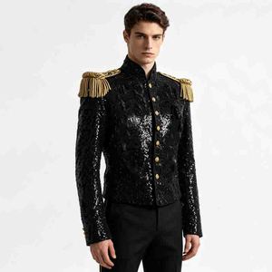 Veste à paillettes style danse de scène pour <span class=keywords><strong>homme</strong></span>, avec franges dorées aux épaules, en polyester et rayonne, costumes d'inspiration orientale pour chanteur, danseur, tenue de soirée - Product Image 4