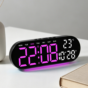 Smart Table <strong>Clock</strong> <strong>Large</strong> Display LED Digital Alarm <strong>Clock</strong> with Ambient Light Temperature Date Week Display Timer Function - Product Image 1