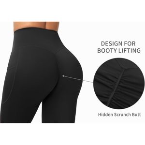FOXA Women's High Waist <b>Flare</b> Yoga Pants With Pockets Butt Lifting Workout <b>Leggings</b> Standard Thickness Spandex Nylon - Product Image 4