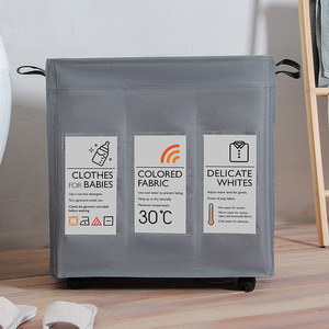Ins Style 3 Sections Panier De Rangement Pliant avec Roues Pliable Grand Baril Vêtements Sales Sac À Linge Panier Organisation - Product Image 6