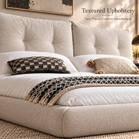 Cadre de lit plateforme rembourré moderne avec tête de lit double, design profil bas, taille et couleur personnalisables, usine de meubles chinoise