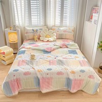 Ensemble de draps ajustés tricotés 3 pièces avec bords élastiques, housse de matelas rafraîchissante 100% latex 200TC à motif floral