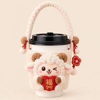 Manchon de tasse personnalisé en peluche mouton, support de tasse animal personnalisé, housse de gobelet réutilisable, accessoire cadeau, fabricant