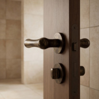ISILINE Serrure à bouton rotatif en laiton massif, bronze martelé, pour porte en bois, chambre, hôtel, style vintage de luxe
