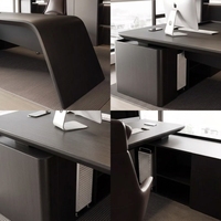 Bureau de direction moderne en forme de L, table de PDG avec armoire latérale, mobilier de bureau minimaliste de luxe pour projet de bureau d'entreprise