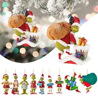 Décorations de Noël amusantes en acrylique, figurines plates 2D de dessins animés verts, pendentifs suspendus, 1 couleur imprimée, cadeaux de Noël