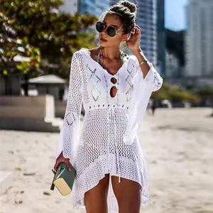 Đan Vải Che Lên Bikini Phụ Nữ Swimsuit Cover-Up Bãi Biển Tắm Suit Bãi Biển Mặc Đan Swimwear Lưới Bãi Biển Ăn Mặc Áo Choàng