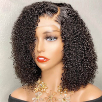 Peluca de Cabello Humano Natural Rizado Kinky, Lista para Usar, Pelucas Frontales de Encaje sin Pegamento al por Mayor, Pelucas Frontales de Encaje HD para Mujer