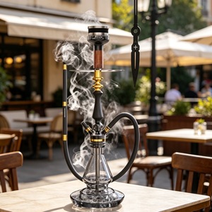 Set de Narguile/Shisha de Aluminio y Vidrio Negro Dorado con Manguera, Cazoleta y Herramientas para Bar o Regalo - Product Image 3