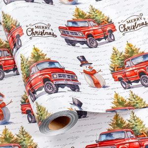 MAYPLUSS Christmas Wrapping Paper 17 In X 33 Ft Watercolor Truck Snowman Design Eco-Friendly Gift <b>Wrap</b> For Holiday Crafting - Product Image 1