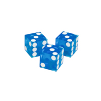 Dés à six faces en acrylique bleu transparent avec points blancs pour casino et jeux de société