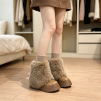 Bottes à plateforme fourrées en peluche pour femme, style coréen, décontractées, pour usage quotidien, collection hiver 2026, modèle TEC A-15, haute qualité, à enfiler