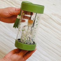 Boîte à parfum en acrylique transparente personnalisée, cadre en cuir vert, boîte cadeau d'aromathérapie, emballage de parfum de luxe en forme de cylindre