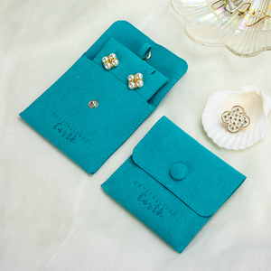 Luxury High Quality <b>Thick</b> Microfiber Jewelry Pouch with Custom Logo for <b>Ring</b> Necklace Earrings Gift Packaging - Product Image 5