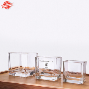 מרובע 3 עוז 4 עוז 6 עוז 8 עוז 11 עוז זכוכית צנצנות מיכל נר זכוכית דקורטיבי עם מכסה מרובע - Product Image 5