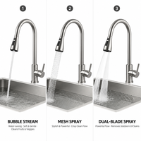 Robinet de lavabo de haute qualité au design moderne en acier inoxydable 304 avec une seule poignée et trois modes de pulvérisation