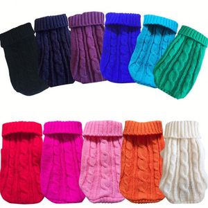 Ropa de Invierno de Punto de Lujo para Mascotas, Suéter para Perros Pequeños y Medianos, Suéter para Cachorros <span class=keywords><strong>Chihuahua</strong></span>, Suéter de Color <span class=keywords><strong>Puro</strong></span> - Product Image 2