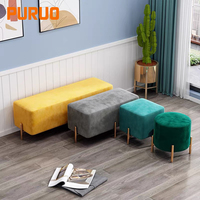 Puruo Ottoman en Velours pour Chambre et Salon, Petit Tabouret de Rangement pour Chaussures, Pouf Capitonnée pour la Maison