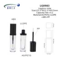 Tube carré de 7 ml pour brillant à lèvres, emballage cosmétique transparent, flacon vide pour gloss avec bouchon LLDPE, logo personnalisé, vente en gros