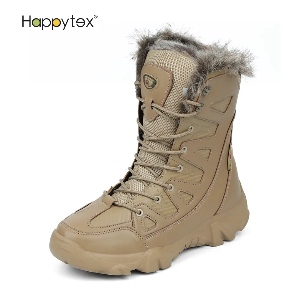 Wholesale Fashion Hot Sale Man Leather Snow Booties Rubber waterproof Shoes Winter Snowproof Ankle Boots