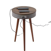 Table basse intelligente en bois MDF moderne avec haut-parleur Bluetooth, charge sans fil et port USB pour salon