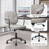 Chaise de bureau ergonomique moderne en fer, réglable en hauteur, pivotante à 360°, dossier solide imperméable, accoudoirs articulés, pour bureau à domicile